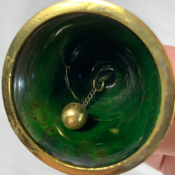 Cloisonne Gold Enamel Floral Tulip Heart Bell Butterfly Flower Green Interior - Picture 9 of 14